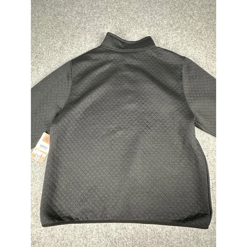 London Fog Supply Mens Quilted Snap Neck Pullover‎ Sweater XXL Black